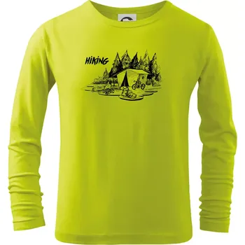 Chlapecké tričko Hiking - obrázek kreslený - Triko dětské Long Sleeve - 122 cm/6 let ( Limetková )