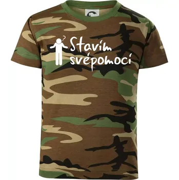 Chlapecké tričko Stavím svépomocí - ikona - Dětské maskáčové triko - 134 cm/8 let ( Hnědý maskáč )