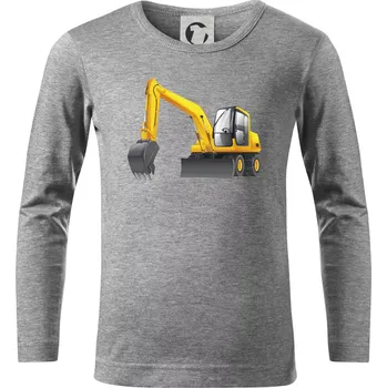 Chlapecké tričko Bagr bez nápisu ze předu - Triko dětské Long Sleeve - 122 cm/6 let ( Tmavě šedý melír )