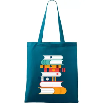 Knihy flat design - Taška bavlněná - 42 x 38 cm ( Petrolejová )