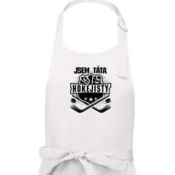 Kuchyňská zástěra Erb - Jsem táta hokejisty - Dámská zástěra na vaření - Univerzální velikost ( Bílá )