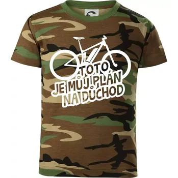 Chlapecké tričko Ebike plán na důchod - Dětské maskáčové triko - 134 cm/8 let ( Hnědý maskáč )