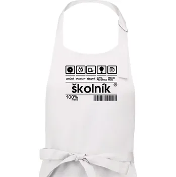 Kuchyňská zástěra Čárový kód - Školník - Pánská zástěra na vaření - Univerzální velikost ( Bílá )