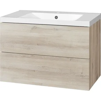 Koupelnový nábytek Mereo Aira, koupelnová skříňka s umyvadlem z litého mramoru 81 cm, dub Kronberg CN721M