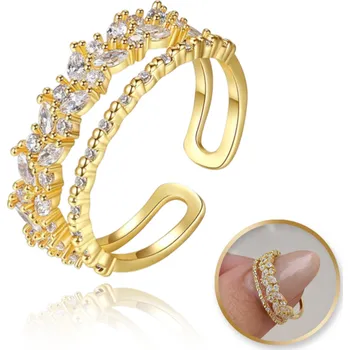 Prsten Flamenco Mystique Luxusní pozlacený prsten z chirurgické oceli s nastavitelnou kubickou zirkonií PST932