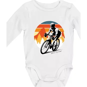 Cyklista - Mountains! This is it! - Body kojenecké s dlouhým rukávem - Dlouhý r. do 3 měs ( Bílá )