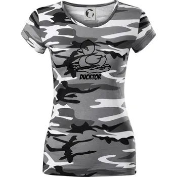 Dámské tričko Ducktor - Dámské maskáčové triko - XS ( Šedý maskáč )