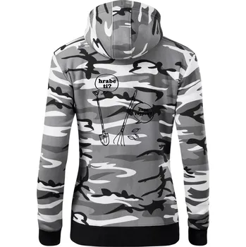 Dámská mikina Hrabe ti, už zase rejpeš - Dámská mikina trendy zipper s kapucí - XL ( Šedý maskáč )