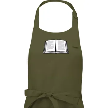 Kuchyňská zástěra Kniha černobílá otevřená s textem - Dámská zástěra na vaření - Univerzální velikost ( Khaki )