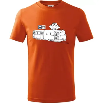 Tramvaj číslo 22 - Tričko dětské bavlněné - 122 cm/6 let ( Oranžová )