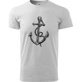 Pánské tričko Kotva kreslená tužkou - Triko extra velké (5-8XL) - 8XL ( Světlešedý Melír )
