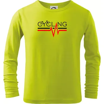 Chlapecké tričko Cycling ekg - Triko dětské Long Sleeve - 158 cm/12 let ( Limetková )