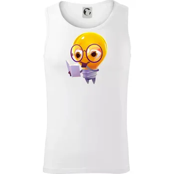 Žárovka přemýšlí nad knihou - Tílko pánské Core - S ( Bílá )