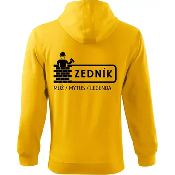 Pánská mikina Zedník - muž mýtus legenda - Mikina s kapucí na zip trendy zipper - XL ( Žlutá )