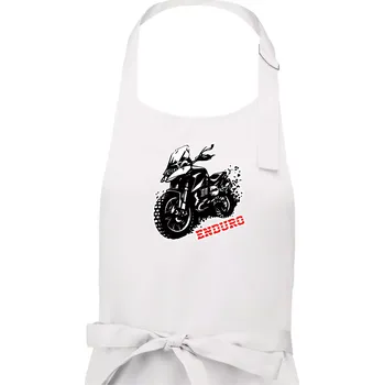 Kuchyňská zástěra Moto Enduro - Dámská zástěra na vaření - Univerzální velikost ( Bílá )