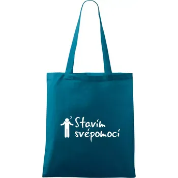Stavím svépomocí - ikona - Taška bavlněná - 42 x 38 cm ( Petrolejová )
