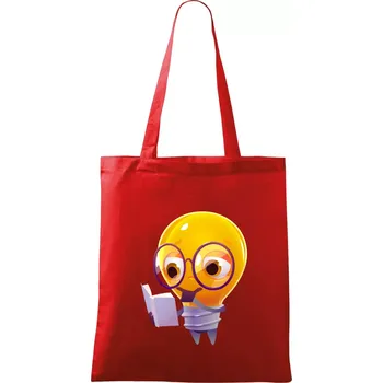 Žárovka přemýšlí nad knihou - Taška bavlněná - 42 x 38 cm ( Červená )