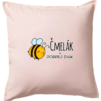 Polštář Čmelák = dobrej zvuk - Polštář 50x50 - 50x50 - Pouze potah ( Světle růžová )