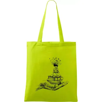 Čtenář - ruka kreslená - Taška bavlněná - 42 x 38 cm ( Limetková )