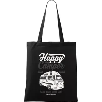 Nákupní taška Happy Camper - Taška bavlněná - 42 x 38 cm ( Černá )