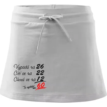 Dámská sukně Vypadá, cítí se, chová se - 60 let - Sportovní sukně - two in one - S ( Bílá )