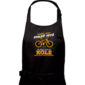 Kuchyňská zástěra Starý muž - horské kolo - Pánská zástěra na vaření - Univerzální velikost ( Černá )