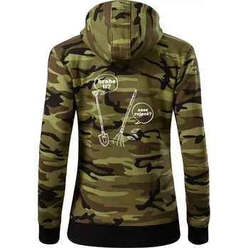 Dámská mikina Hrabe ti, už zase rejpeš - Dámská mikina trendy zipper s kapucí - L ( Zelený maskáč )