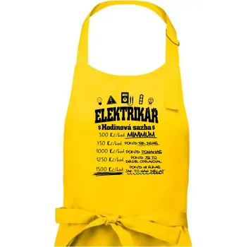 Kuchyňská zástěra Elektrikář hodinová sazba - Pánská zástěra na vaření - Univerzální velikost ( Žlutá )
