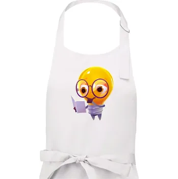Kuchyňská zástěra Žárovka přemýšlí nad knihou - Dámská zástěra na vaření - Univerzální velikost ( Bílá )