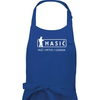 Kuchyňská zástěra Hasič - muž mýtus legenda - Pánská zástěra na vaření - Univerzální velikost ( Královská modrá )