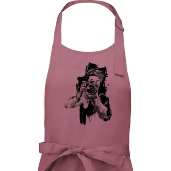 Kuchyňská zástěra Fotograf kreslený tužkou - Dámská zástěra na vaření - Univerzální velikost ( Starorůžová )