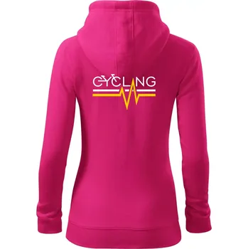 Dámská mikina Cycling ekg - Dámská mikina trendy zipper s kapucí - M ( Purpurová )