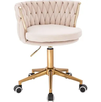 Otočné křeslo Glamour II velur na zlaté podstavě s kolečky - kašmír