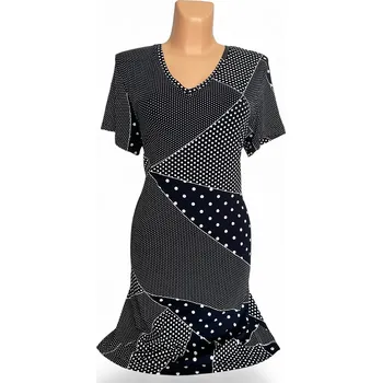 Dámské šaty Krátké puntikované šaty SILVA, Barva Modrá, Velikost XL46, Materiál 96% Viskoza 4% Lycra