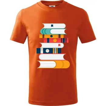 Chlapecké oblečení Knihy flat design - Tričko dětské bavlněné - 134 cm/8 let ( Oranžová )