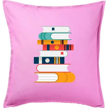 Polštář Knihy flat design - Polštář 50x50 - 50x50 - Včetně výplně ( Růžová )