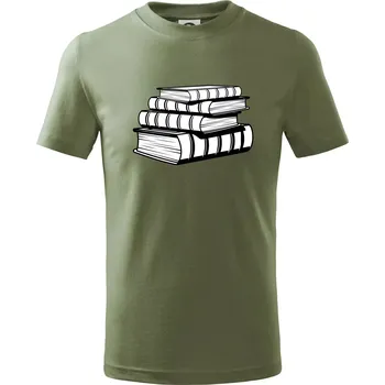 Knihy černobílé na sobě - Tričko dětské bavlněné - 134 cm/8 let ( Khaki )
