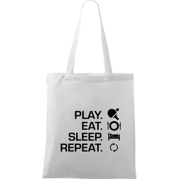 Stolní tenis - eat sleep - Taška bavlněná - 42 x 38 cm ( Bílá )