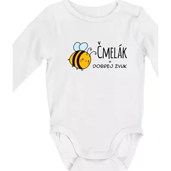 Kojenecký body Čmelák = dobrej zvuk - Body kojenecké s dlouhým rukávem - Dlouhý r. do 3 měs ( Bílá )