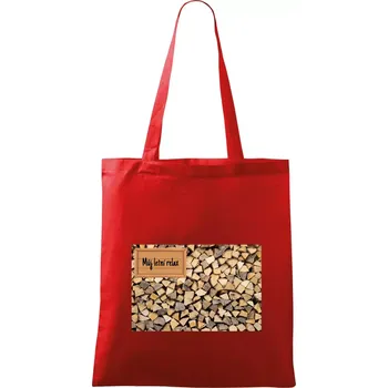 Nákupní taška Dřevo - můj letní relax - Taška bavlněná - 42 x 38 cm ( Červená )