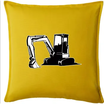 Polštář Bagr bez nápisu černobílý - Polštář 50x50 - 50x50 - Pouze potah ( Žlutá )