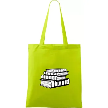 Knihy černobílé na sobě - Taška bavlněná - 42 x 38 cm ( Limetková )