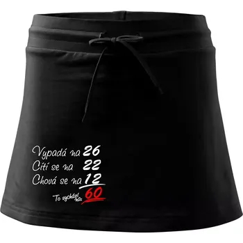 Dámská sukně Vypadá, cítí se, chová se - 60 let - Sportovní sukně - two in one - XL ( Černá )