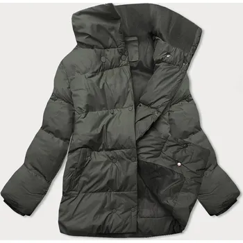 Dámská cargo bunda Dámská krátká zimní bunda army zelená se stojáčkem, odstíny zelené XL (42) i392_21075-53