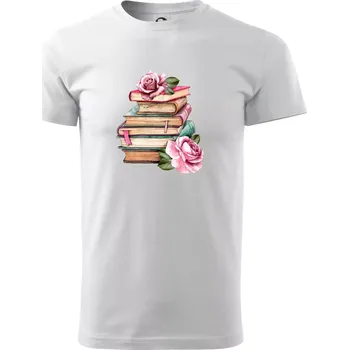 Pánské tričko Knihy a růže - Triko extra velké (5-8XL) - 6XL ( Bílá )