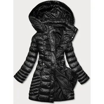 Dámská cargo bunda Černá lehká prošívaná zimní bunda s odepínací kapucí, odstíny černé 46 i392_18729-R