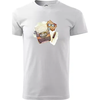 Knihy a psací stroj - Triko extra velké (5-8XL) - 7XL ( Bílá )