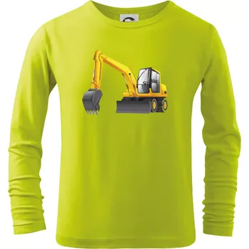 Dětská móda Bagr bez nápisu ze předu - Triko dětské Long Sleeve - 146 cm/10 let ( Limetková )