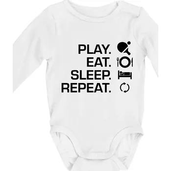 Kojenecký body Stolní tenis - eat sleep - Body kojenecké s dlouhým rukávem - Dlouhý r. do 3 měs ( Bílá )