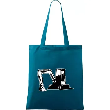 Bagr bez nápisu černobílý - Taška bavlněná - 42 x 38 cm ( Petrolejová )